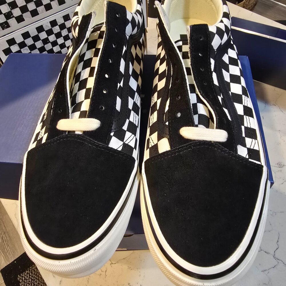 Vans Premium Old Skool Checkerboard Black White VN000D56BZW Check Skate Mens 12 - Picture 4 of 9
